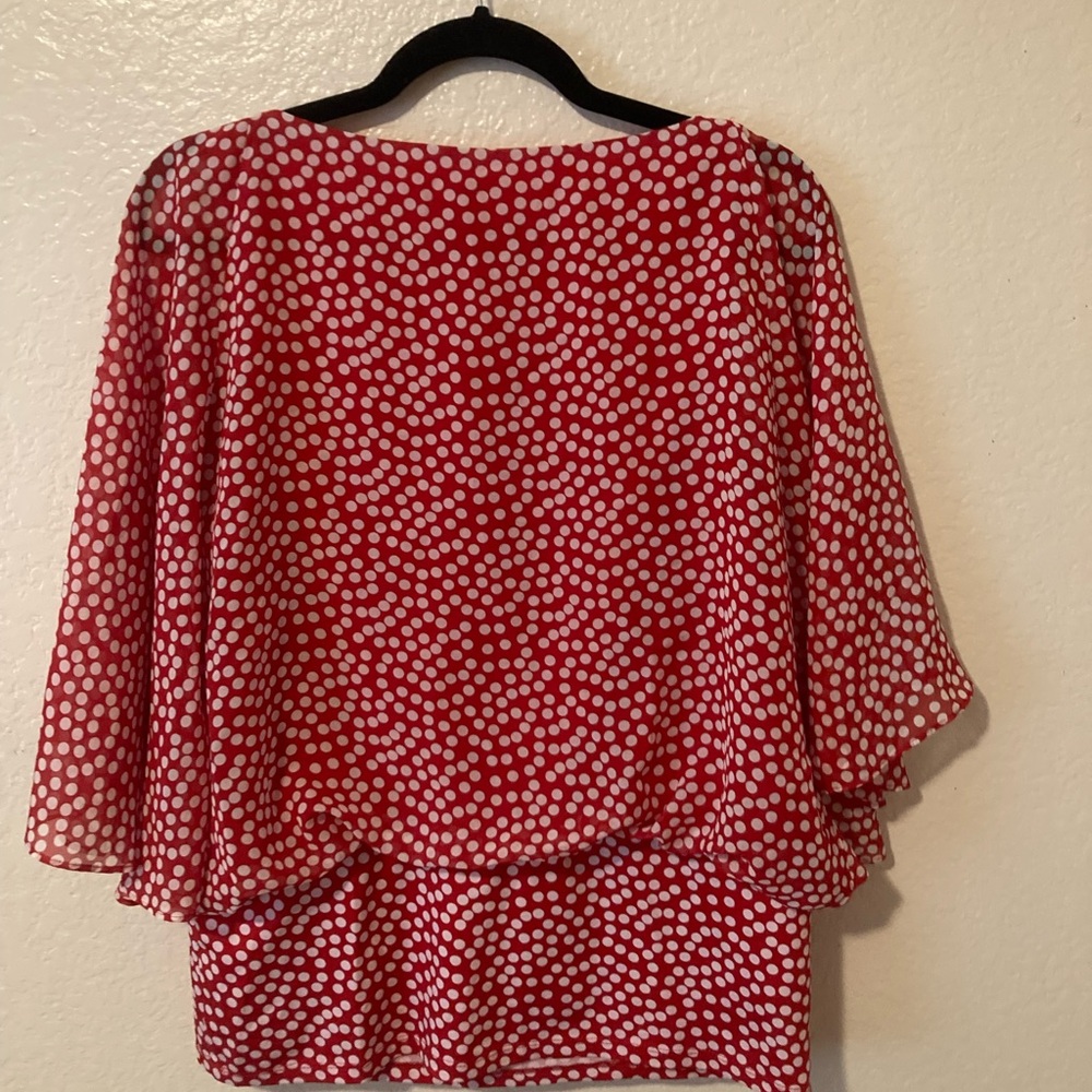 Coco Bianco Red Blouse with White Dots - Picture 2 of 3
